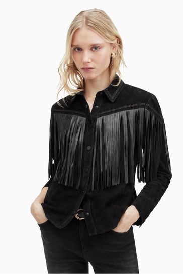 AllSaints Black Cleo Western Jacket