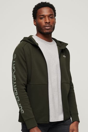 Superdry Green Sport Tech Logo Loose Zip Hoodie