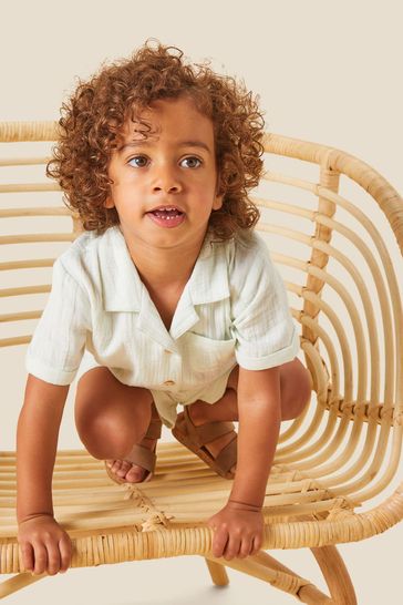 Buy MORI Green Organic Cotton Muslin Summer Shirt from Next Canada