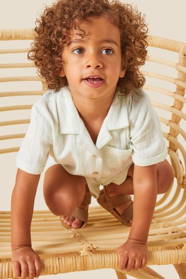 Buy MORI Green Organic Cotton Muslin Summer Shirt from Next Canada