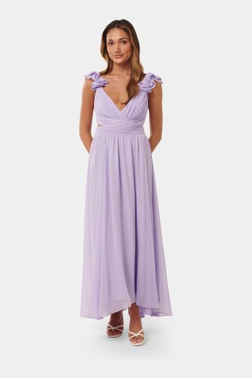 Forever New Purple Selena Petite Ruffle Maxi Dress