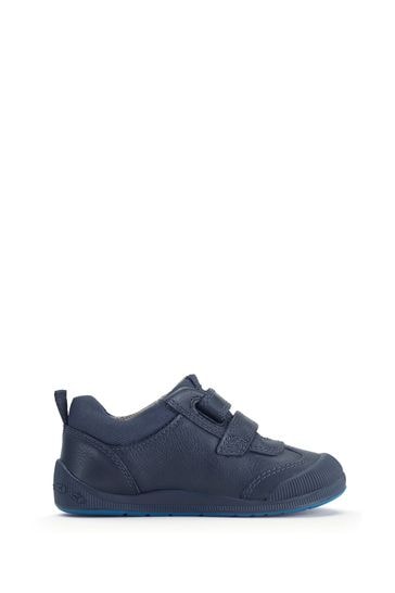 Start Rite Blue Hopper Leather Double Riptape Pre School Shoes