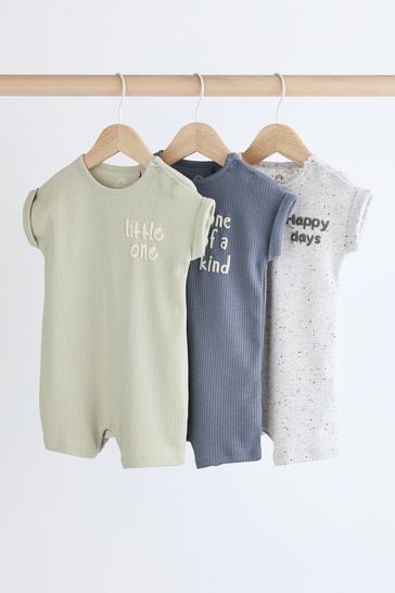 Grey/Sage Baby Jersey Rompers 3 Pack