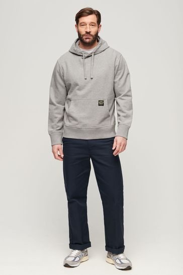 Superdry Grey Contrast Stitch Relaxed Hoodie