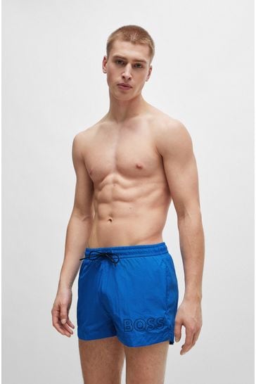 BOSS Blue Quick-Dry Outlined Logo Swim Shorts