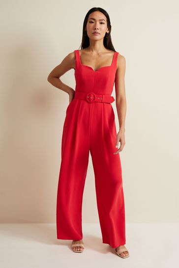 Phase Eight Pink Charlize Belted Jumpsuit