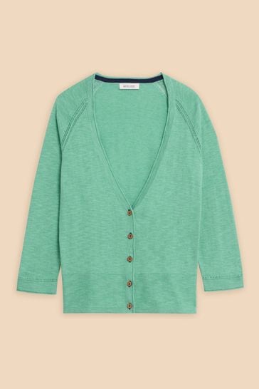 Buy White Stuff Green Naria V Neck Cotton Linen Mix Cardigan from Next Netherlands