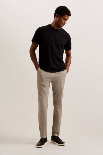Ted Baker Slim Fit Turney Dobby Chinos Brown Trousers