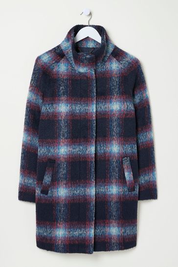 Buy FatFace Freya Blue Wool Blend Check Coat from Next Netherlands