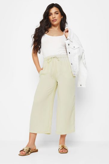 PixieGirl Petite Natural Utility Wide Leg Cropped Trousers