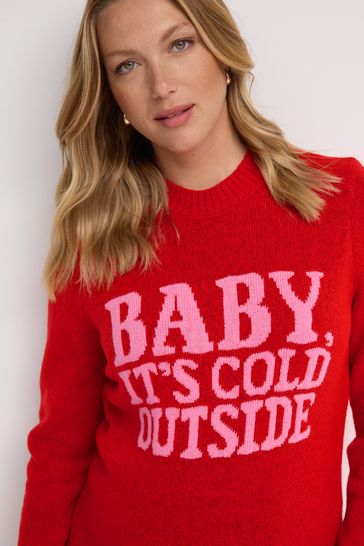 Red Maternity Christmas Jumper