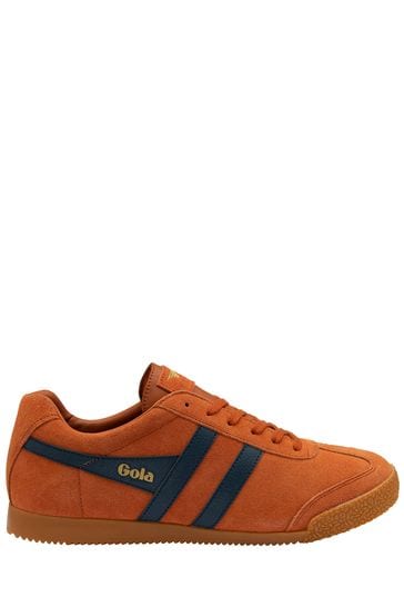 Gola Orange Mens Harrier Suede Lace-Up Trainers