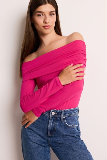 Pink bardot top outlet