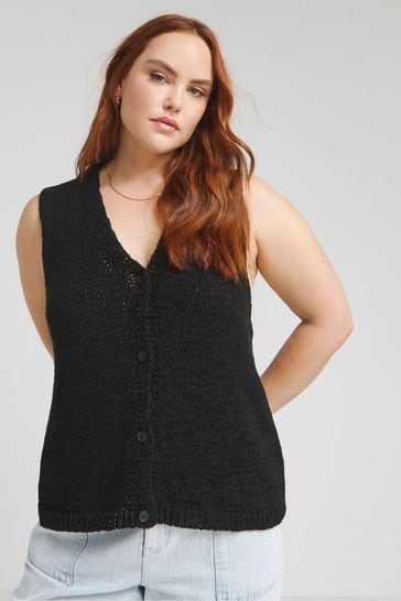 Simply Be Black Knitted Waistcoat