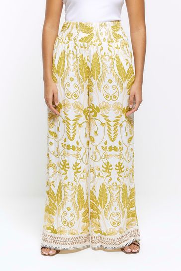 River island yellow wide leg trousers outlet
