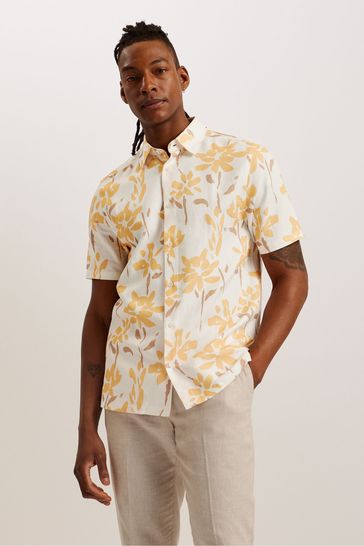 Ted Baker Yellow Verzee Abstract Floral Shirt