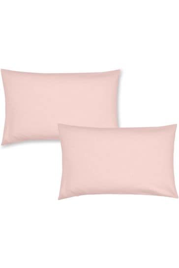 Catherine Lansfield Pink Brushed 100% Cotton Pair of Pillowcases