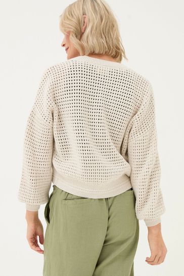 FatFace Annie Natural Button Through Cardigan