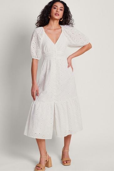Monsoon White Broderie Bettie Dress