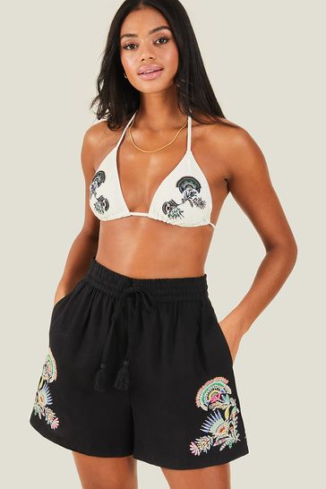Accessorize Embroidered Black Shorts