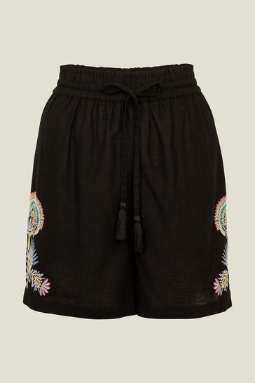 Accessorize Embroidered Black Shorts