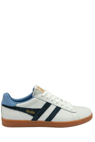Gola White Men's Equipe II Leather Lace-Up Trainers