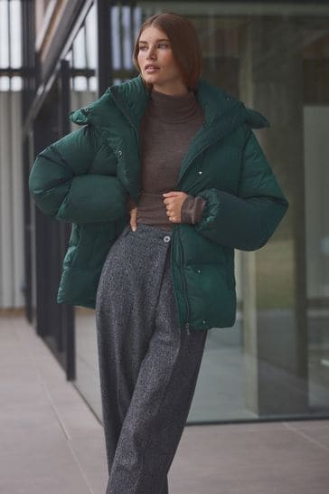 Green Premium Real Down Filled Padded Jacket