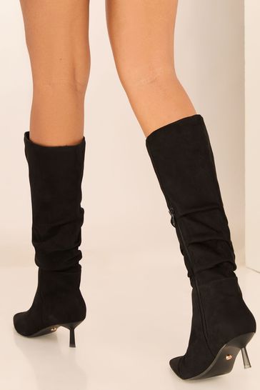 Buy Lipsy Black Regular Fit Kitten Heel Faux Suede Long Knee High Boot from Next Denmark