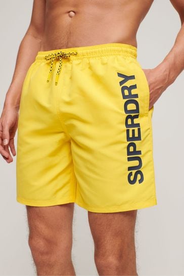 Superdry Yellow Sport Graphic 17 Inch Recycled Swim Shorts