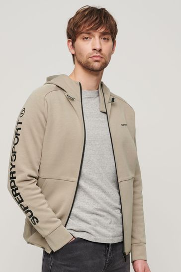 Superdry Nude Sport Tech Logo Loose Zip Hoodie