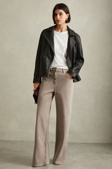 Buy Reiss Neutral Layla Relaxed Garment Dyed Wide Leg Jeans from Next Turkey