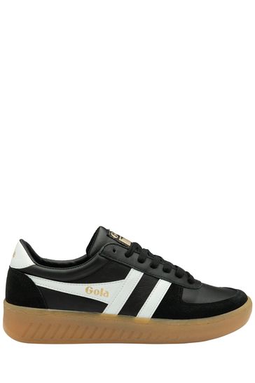 Gola Black Mens Grandslam Elite Leather Lace-Up Trainers