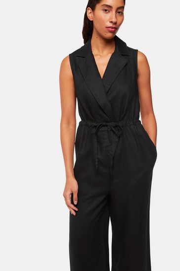 Buy Whistles Bella Linen Wrap Black Jumpsuit from Next Bahrain