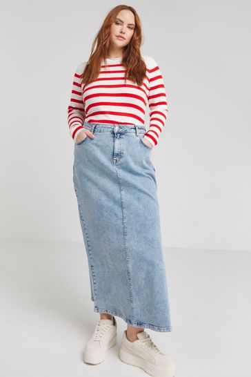 Buy Simply Be Red Stripe Rib Long Sleeve Jumper from Next Kuwait