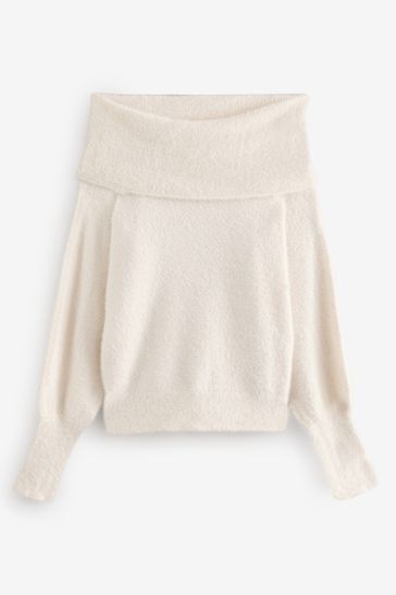 Off the shoulder white jumper new arrivals
