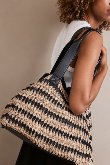 Buy Mint Velvet Black Striped Tote Bag from Next Kuwait