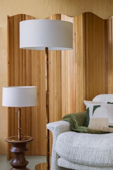 Houseof. Wooden And Brass Disk Table Lamp