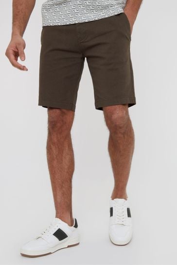 Threadbare Brown Slim Fit Cotton Chino Shorts With Stretch