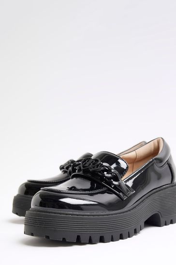 Buy River Island Girls Patent Drench Chain Loafers from Next Turkey