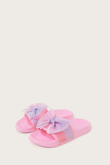 Monsoon Pink Ombre Bow Glitter Sliders