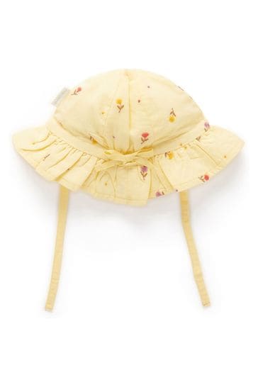 Purebaby Yellow Embroidered Hat