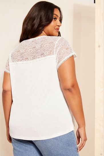 Lace white top short sleeve clearance