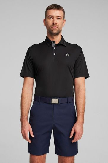 Puma Black Pure Solid Golf Mens Polo Shirt