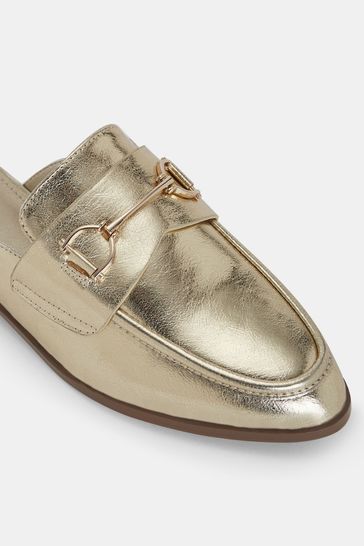 Gold backless loafers best sale