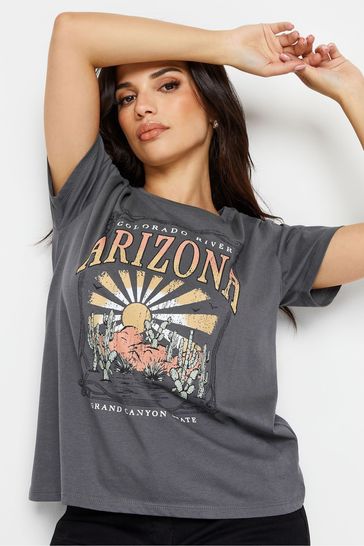 PixieGirl Petite Grey Grey 'Arizona' Slogan Print T-Shirt