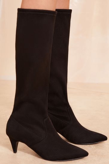 Wide fit kitten heel boots sales