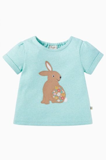 Frugi Green Mint Easter Rabbit Applique T-Shirt