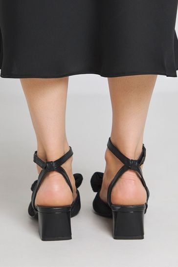 Buy Simply Be Black Extra Wide Fit Plisse Bow Low Occasion Heel Sandals from Next Cyprus