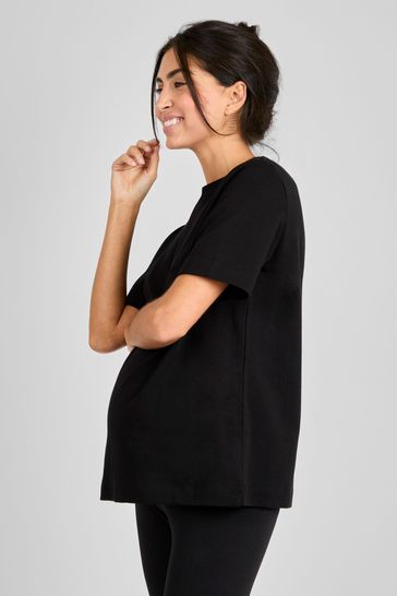 JoJo Maman Bébé Black Oversized Boyfriend Maternity T-Shirt