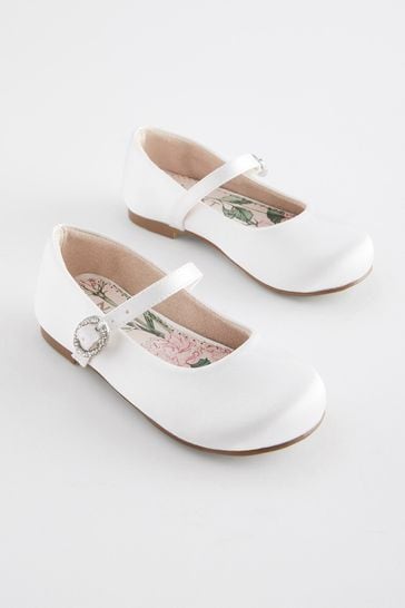 White Wide Fit (G) Mary Jane Bridesmaid Occasion Shoes